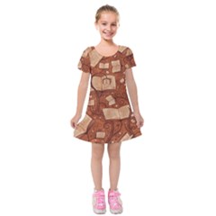 Retro Education Texture, Creative Education Background Kids  Short Sleeve Velvet Dress from ArtsNow.com