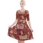 Retro Education Texture, Creative Education Background Quarter Sleeve A-Line Dress