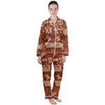 Retro Education Texture, Creative Education Background Women s Long Sleeve Satin Pajamas Set	