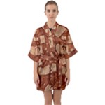 Retro Education Texture, Creative Education Background Half Sleeve Satin Kimono 