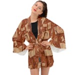 Retro Education Texture, Creative Education Background Long Sleeve Kimono