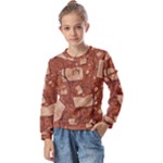 Retro Education Texture, Creative Education Background Kids  Long Sleeve T-Shirt with Frill 