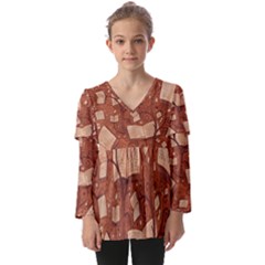 Kids  V Neck Casual Top 