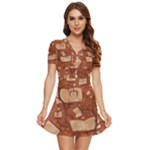 Retro Education Texture, Creative Education Background V-Neck High Waist Chiffon Mini Dress