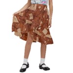 Retro Education Texture, Creative Education Background Kids  Ruffle Flared Wrap Midi Skirt