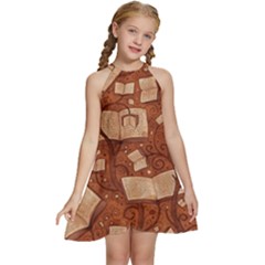 Kids  Halter Collar Waist Tie Chiffon Dress 