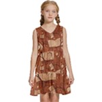 Retro Education Texture, Creative Education Background Kids  Sleeveless Tiered Mini Dress