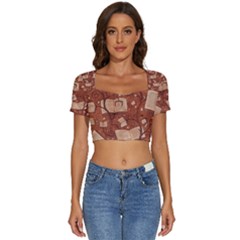 Short Sleeve Square Neckline Crop Top  