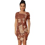 Retro Education Texture, Creative Education Background Fitted Knot Split End Bodycon Dress