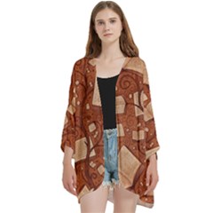 Open Front 3/4 Sleeve Batwing Chiffon Cardigan Kimono 