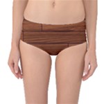 Seamless Wooden Planks Brown Wooden Background Mid-Waist Bikini Bottoms