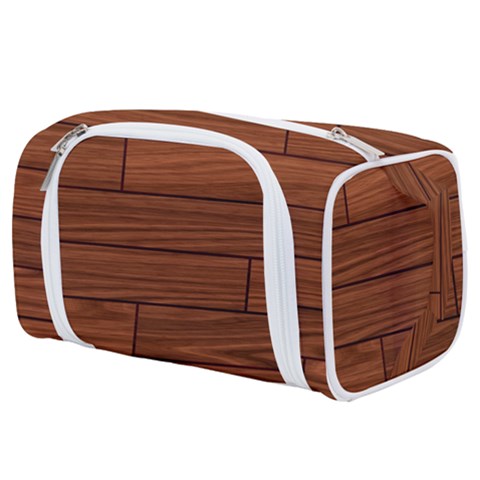 Seamless Wooden Planks Brown Wooden Background Toiletries Pouch from ArtsNow.com