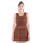 Seamless Wooden Planks Brown Wooden Background Scoop Neck Skater Dress