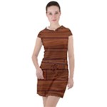 Seamless Wooden Planks Brown Wooden Background Drawstring Hooded Dress