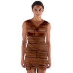 Seamless Wooden Planks Brown Wooden Background Wrap Front Bodycon Dress