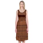 Seamless Wooden Planks Brown Wooden Background Midi Sleeveless Dress