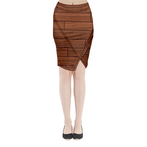 Seamless Wooden Planks Brown Wooden Background Midi Wrap Pencil Skirt from ArtsNow.com