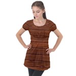 Seamless Wooden Planks Brown Wooden Background Puff Sleeve Tunic Top