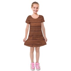 Seamless Wooden Planks Brown Wooden Background Kids  Short Sleeve Velvet Dress from ArtsNow.com