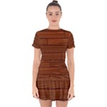 Seamless Wooden Planks Brown Wooden Background Drop Hem Mini Chiffon Dress