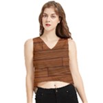 Seamless Wooden Planks Brown Wooden Background V-Neck Cropped Tank Top