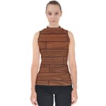 Seamless Wooden Planks Brown Wooden Background Mock Neck Shell Top