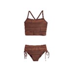 Seamless Wooden Planks Brown Wooden Background Girls  Tankini Swimsuit