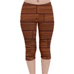 Seamless Wooden Planks Brown Wooden Background Velvet Capri Leggings 