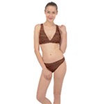 Seamless Wooden Planks Brown Wooden Background Classic Banded Bikini Set 