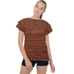 Seamless Wooden Planks Brown Wooden Background Ruffle Collar Chiffon Blouse