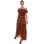 Seamless Wooden Planks Brown Wooden Background Off Shoulder Open Front Chiffon Dress