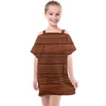 Seamless Wooden Planks Brown Wooden Background Kids  One Piece Chiffon Dress