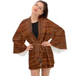 Seamless Wooden Planks Brown Wooden Background Long Sleeve Kimono