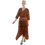 Seamless Wooden Planks Brown Wooden Background Quarter Sleeve Wrap Front Maxi Dress