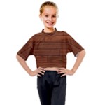 Seamless Wooden Planks Brown Wooden Background Kids Mock Neck T-Shirt