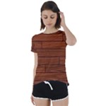 Seamless Wooden Planks Brown Wooden Background Short Sleeve Open Back T-Shirt