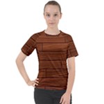 Seamless Wooden Planks Brown Wooden Background Women s Sport Raglan T-Shirt