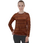 Seamless Wooden Planks Brown Wooden Background Women s Long Sleeve Raglan T-Shirt