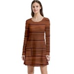 Seamless Wooden Planks Brown Wooden Background Long Sleeve Velour Skater Dress