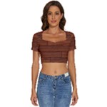 Seamless Wooden Planks Brown Wooden Background Short Sleeve Square Neckline Crop Top 