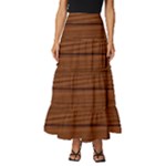 Seamless Wooden Planks Brown Wooden Background Tiered Ruffle Maxi Skirt