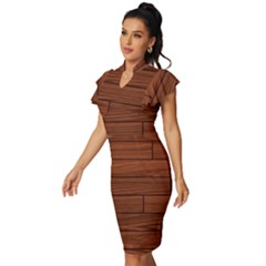 Vintage Frill Sleeve V-Neck Bodycon Dress 