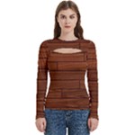 Seamless Wooden Planks Brown Wooden Background Women s Cut Out Long Sleeve T-Shirt