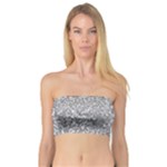 Silver Glitter Texture, Light Creative Background Bandeau Top