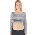 Silver Glitter Texture, Light Creative Background Long Sleeve Crop Top