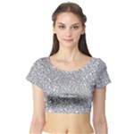 Silver Glitter Texture, Light Creative Background Short Sleeve Crop Top