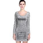 Silver Glitter Texture, Light Creative Background Long Sleeve Bodycon Dress