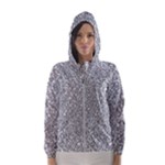 Silver Glitter Texture, Light Creative Background Women s Hooded Windbreaker