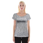 Silver Glitter Texture, Light Creative Background Cap Sleeve Top