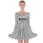 Silver Glitter Texture, Light Creative Background Long Sleeve Skater Dress